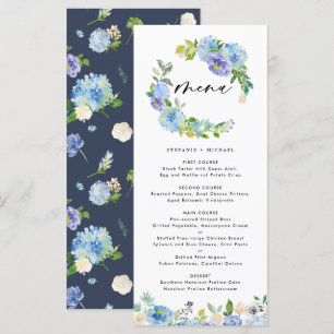 Blauw Roos en Hydrangea Floral Wreath Wedding Menu