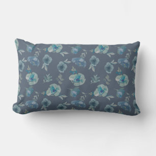 Blauw Roos Floral Sierkussen Lumbar Style Kussen