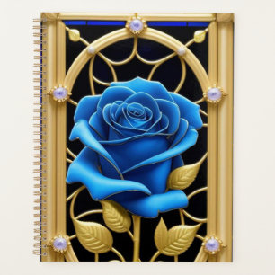 Blauw Roos Glas-in-Lood Ontwerp Planner