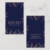 Blauw & Roos Gouden Glam Botanische Elegant Chique Visitekaartje (Voorkant / Achterkant)