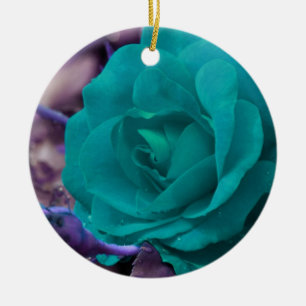 Blauw Roos in Bloom Flower Ornament