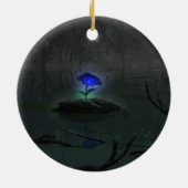 Blauw Roos Keramisch Ornament (Achterkant)