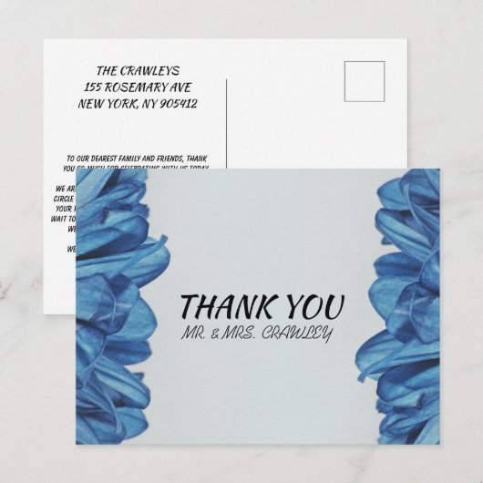 Blauw roos klassieker - Blauw Petaled Flower Briefkaart (Voorkant / Achterkant)