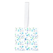 Blauw roos kubus ornament (Voorkant)