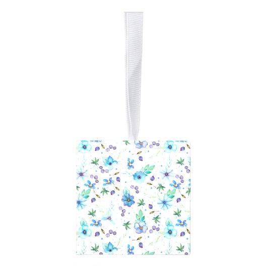 Blauw roos kubus ornament (Rechts)