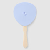 Blauw Roos lint monogram bruiloft Handwaaier (Achterkant)