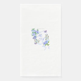 Blauw Roos lint monogram bruiloft Servet