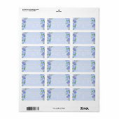 Blauw Roos lint monogram bruiloft uitnodiging labe Etiket (Full Sheet)