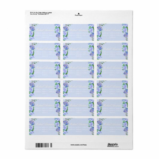 Blauw Roos lint monogram bruiloft uitnodiging labe Etiket (Full Sheet)