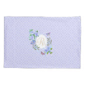Blauw Roos lint monogram Paarse Kussensloop (Achterkant)