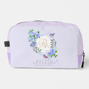 Blauw Roos Lint Monogram Paarse Print Cut Naaizak Toilettasje
