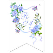 Blauw Roos lintmonogram Vlaggetjes (Tweede vlag)