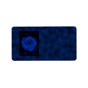 Blauw Roos. Met zwart en diep blauw. Etiket