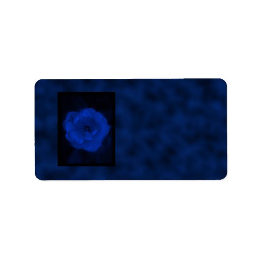 Blauw Roos. Met zwart en diep blauw. Etiket (Voorkant)
