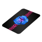 Blauw roos monogram magneet (Linkerzijde)