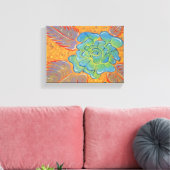 Blauw Roos olieverfschilderij Canvas Afdruk (Insitu (Woonkamer))