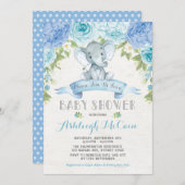 Blauw Roos Olifant Baby shower Jongen Oerwoud Kaart (Voorkant / Achterkant)