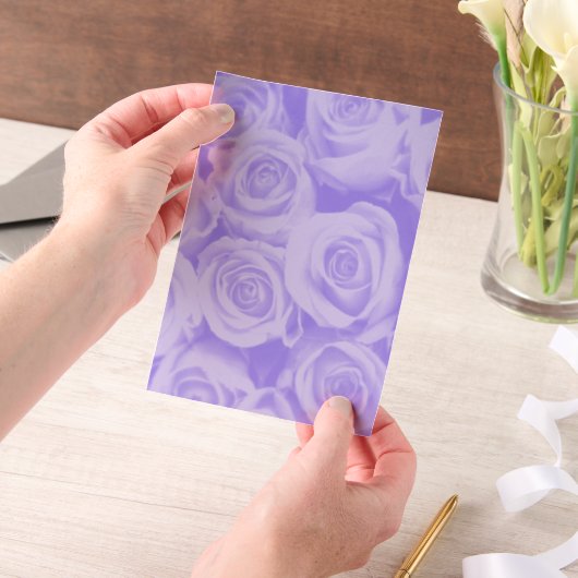 Blauw Roos Patroon Vellum Papier Overlay voor Trou Uitnodigingen (Draagbaar)