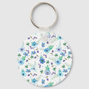 Blauw roos sleutelhanger