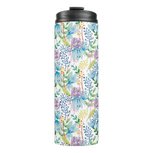 Blauw roos tuinfles thermosbeker