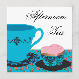 Blauw Roos vanmiddag Tea Kaart