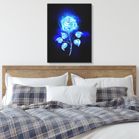 Blauw Roos verbranden Canvas Afdruk (Insitu (Slaapkamer))