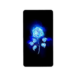 Blauw Roos verbranden Etiket