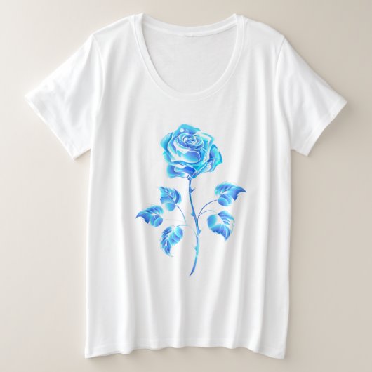 Blauw Roos verbranden Grote Maat T-shirt (Design voorkant)