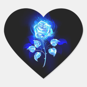 Blauw Roos verbranden Hart Sticker