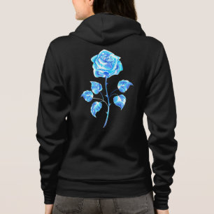 Blauw Roos verbranden Hoodie