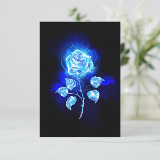 Blauw Roos verbranden RSVP Kaartje (Staand voorkant)