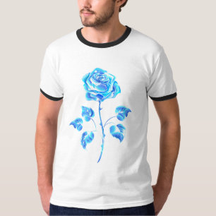 Blauw Roos verbranden T-shirt