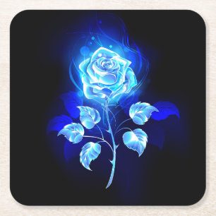 Blauw Roos verbranden Vierkante Kartonnen Onderzetter