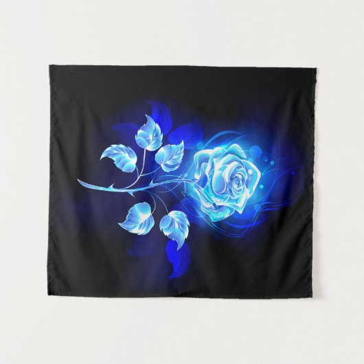 Blauw Roos verbranden Wandkleed (Voorkant (horizontaal))