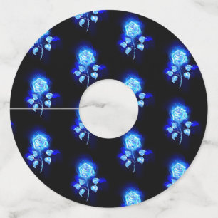 Blauw Roos verbranden Wijnglaslabel