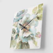 Blauw Roos Vierkante Klok (Hoek)