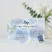Blauw Roos Waterverf RSVP (Staand voorkant)