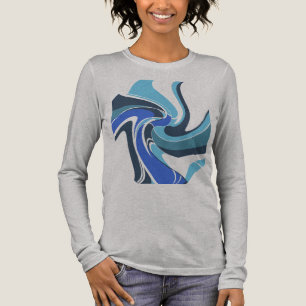 Blauw Royal Blauwgroen Wervelend Abstract Bloemmot Tri-Blend Shirt