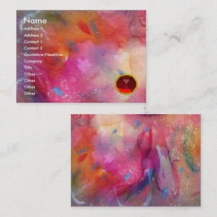 BLAUW ROZE ABSTRACT, Helderrood Ruby Gem Visitekaartje