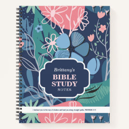 Blauw Roze Abstracte Bloemige Persoonlijke Bijbels Notitieboek