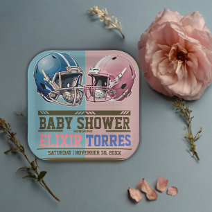 Blauw & Roze Amerikaanse Football Helm Baby shower Papieren Bordje