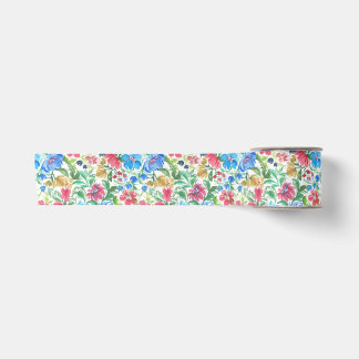Blauw Roze Aquarel Bloemachtige Tuin Kleurrijke Bl Lint
