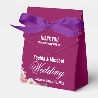Blauw Roze Aquarel Bloemen Bruiloft  Bedankdoosjes