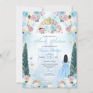 Blauw & Roze Assepoester Sprookje Prinses Zoet 16 Kaart