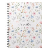 Blauw roze bloem gepersonaliseerd notitieboek (Voorkant)