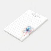 Blauw roze bloem gepersonaliseerde to-do lijst post-it® notes (Schuin)