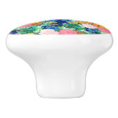 blauw roze bloemen Boho-ontwerp Keramische Knop (Zijkant)