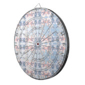 Blauw Roze Bloemen Dartboard Dartbord (Voorkant Rechts)