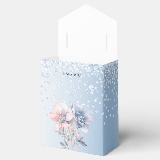 Blauw Roze Bloemen Favor Box Bedankdoosjes (Geopend)