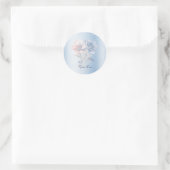Blauw Roze Bloemen Sticker (Tas)